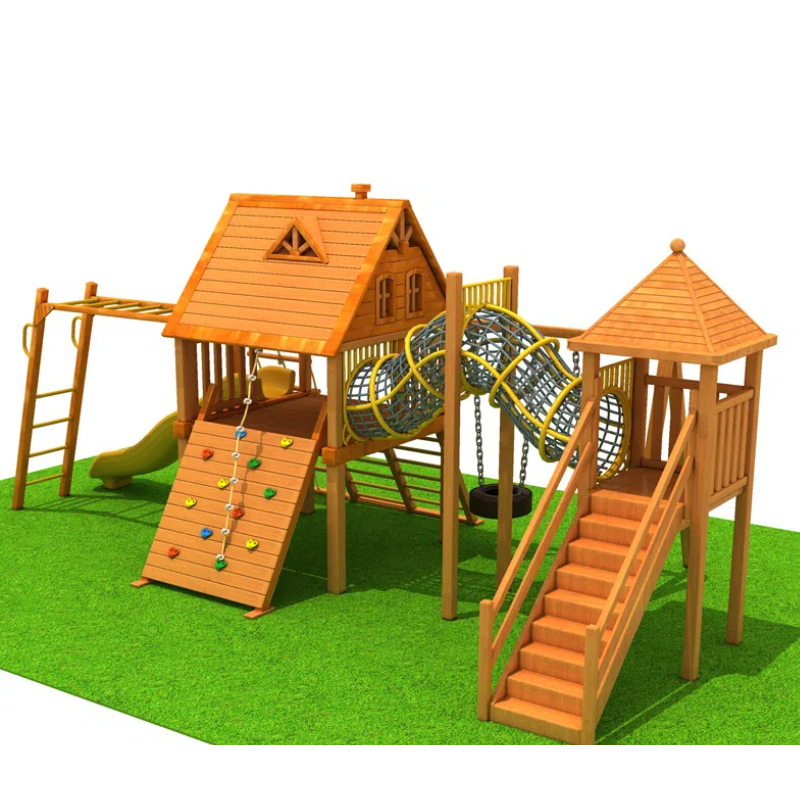 100 Flat Children's outdoor slide Wooden slide