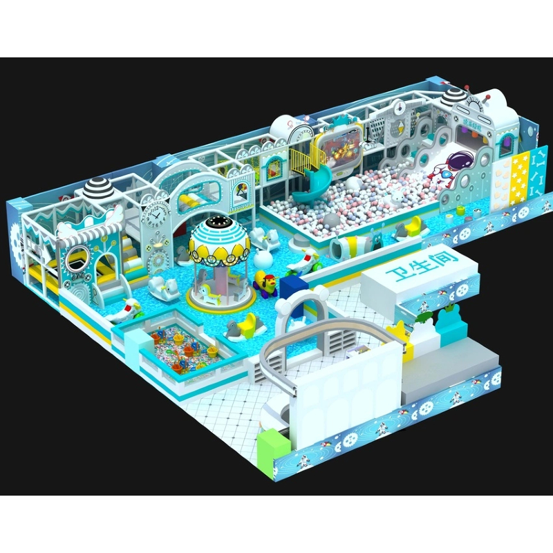 137 flat children's Blue Castle trampoline blue TV shape projection