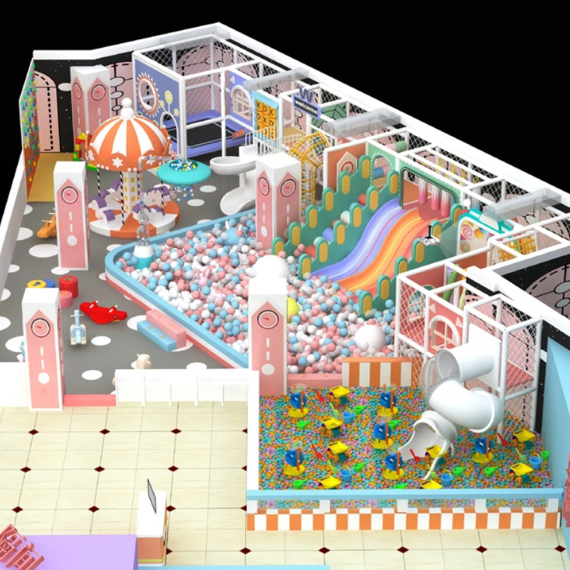 50 Flat Indoor orange carousel purple children's trampoline