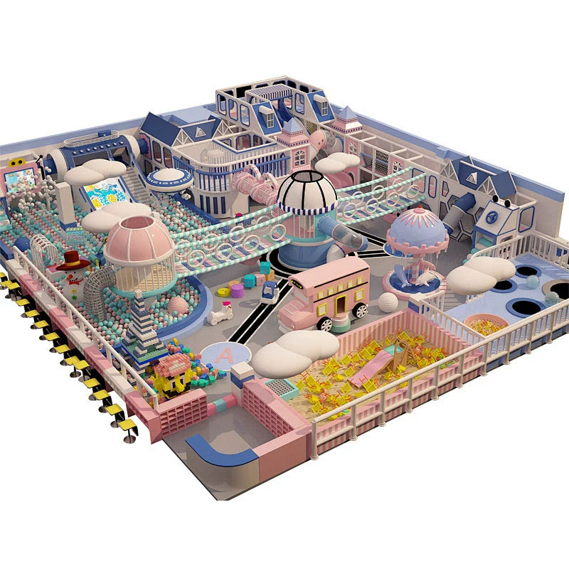 210 Flat children's castle theme second floor maze circular hole trampoline