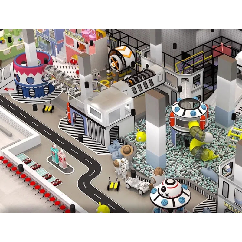 325 Flat children's parkour trampoline park Interplanetary theme maze