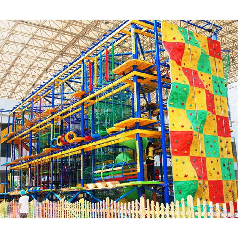 350 Flat children's spiral pipe slide with yellow and green gradient children's irregular climbing wall