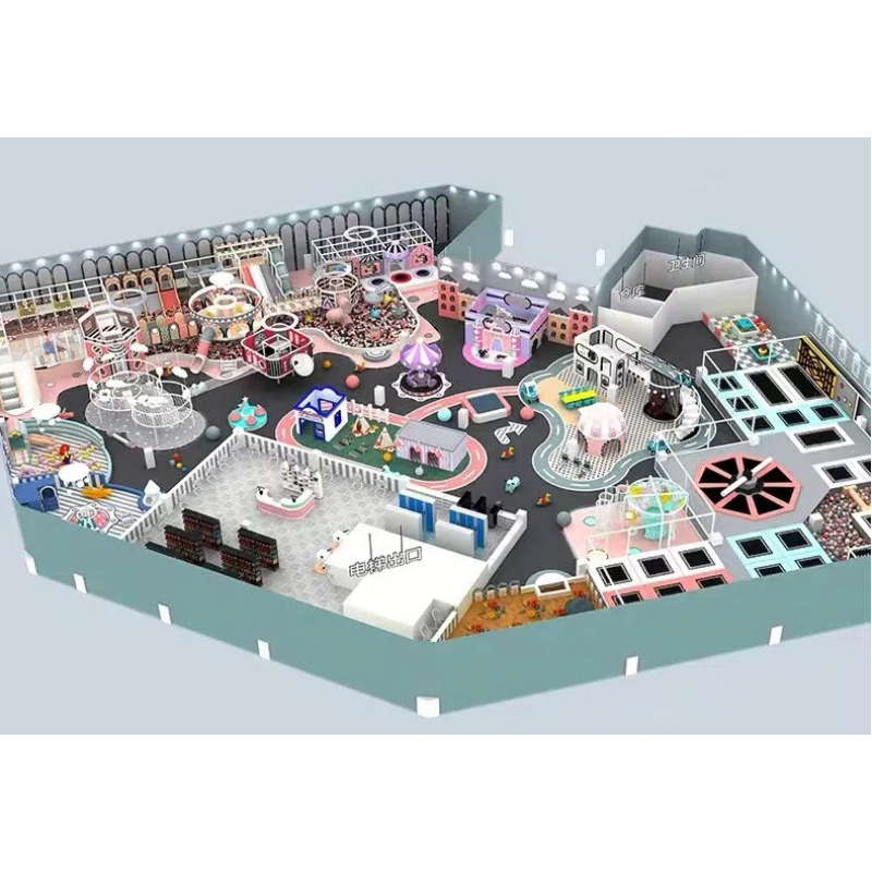 225 Flat children's White woven web spider tower Purple castle house