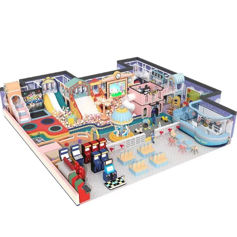 215 Flat bell tower modeling projection game Macaron color indoor trampoline