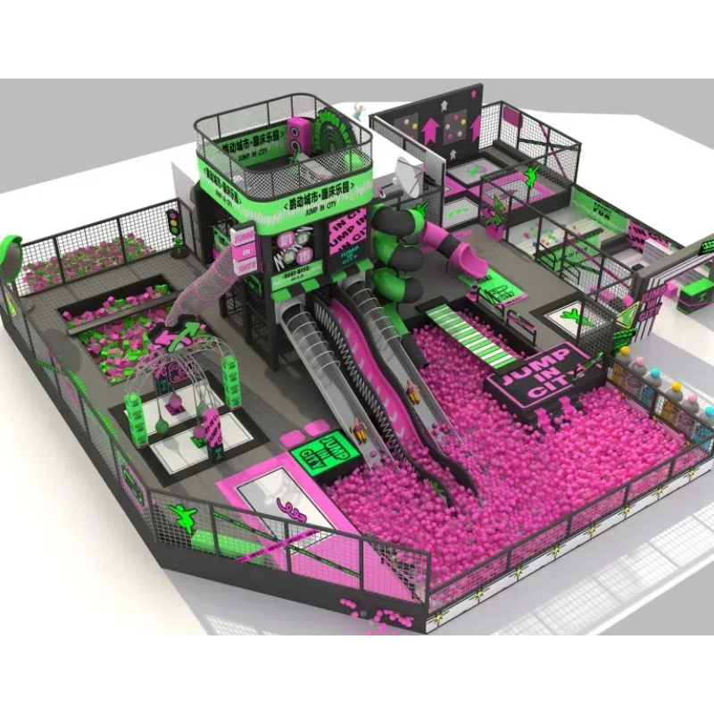 280 Flat children's suspension bridge crossing pink acceleration wave slide