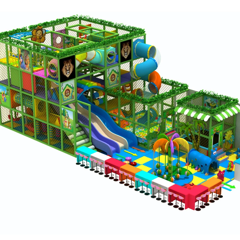 375 Flat children's football field scene simulation Colorful coconut tree rotating swing