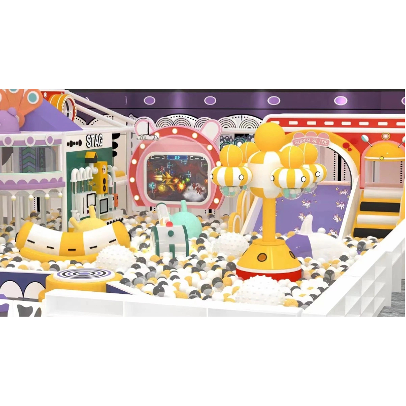 81 flat children's black wave light slide rotating castle horse