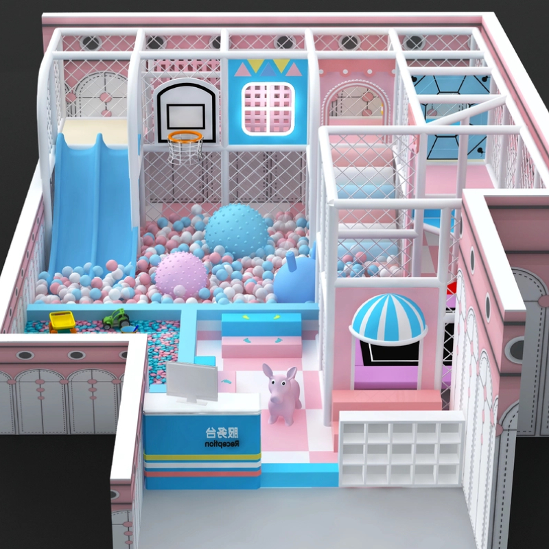 50 Flat Indoor basketball hoop maze combination blue soft decoration indoor maze