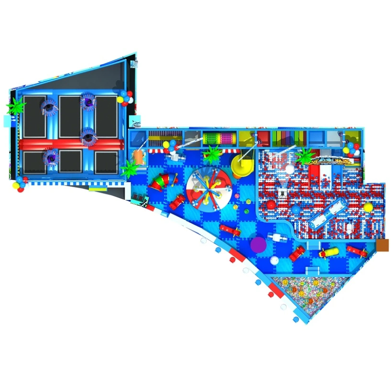 167 flat children's indoor three color slide ocean ball pool combination shark pattern maze through equipment