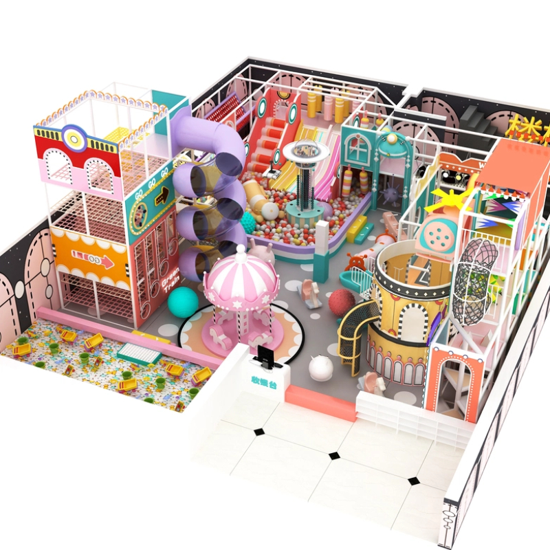 600 Flat Indoor four-layer spiral slide supplier Macaron Tower Park