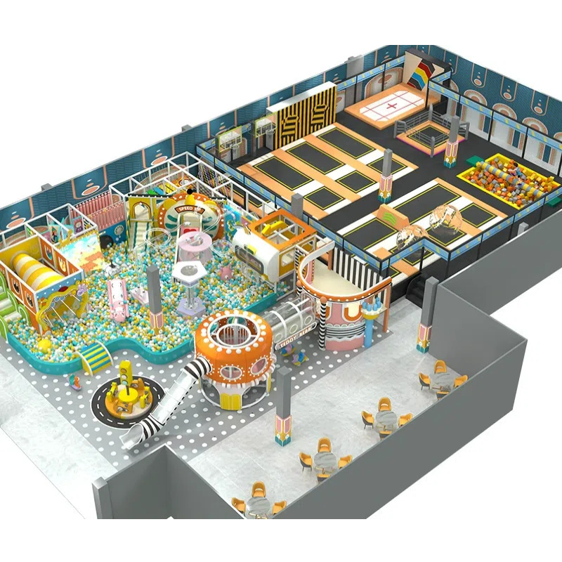 245 Flat inflatable touch ball trampoline game Sloping parkour trampoline