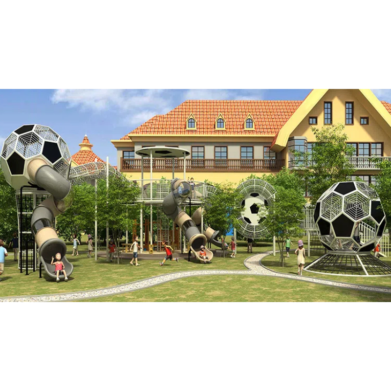 235 Flat children's spiral football circular climbing network walkway Football shape spider tower