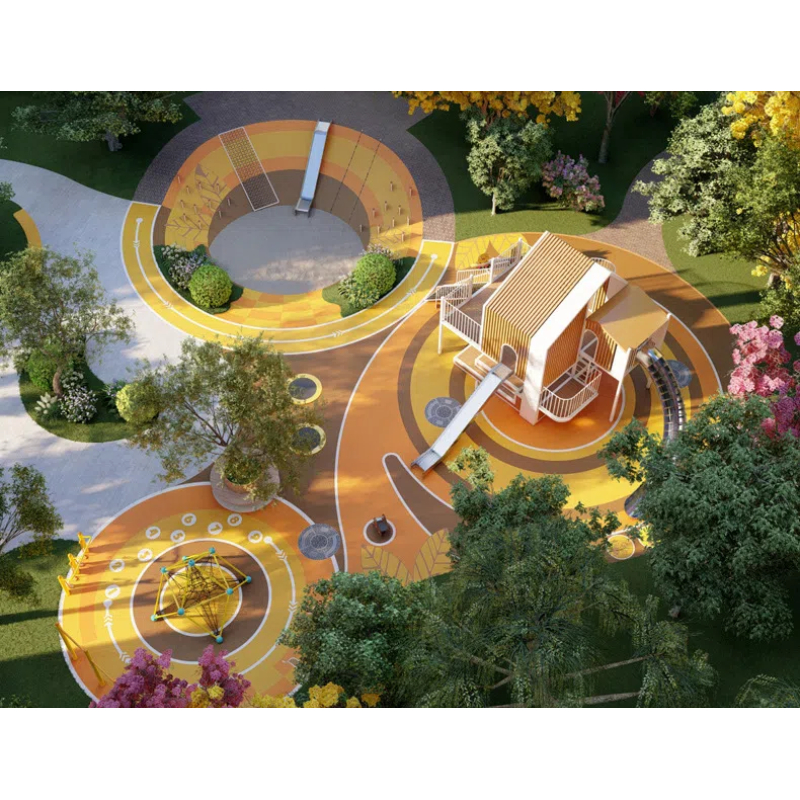 265 Flat Orange wooden house Translucent stainless steel straight slide