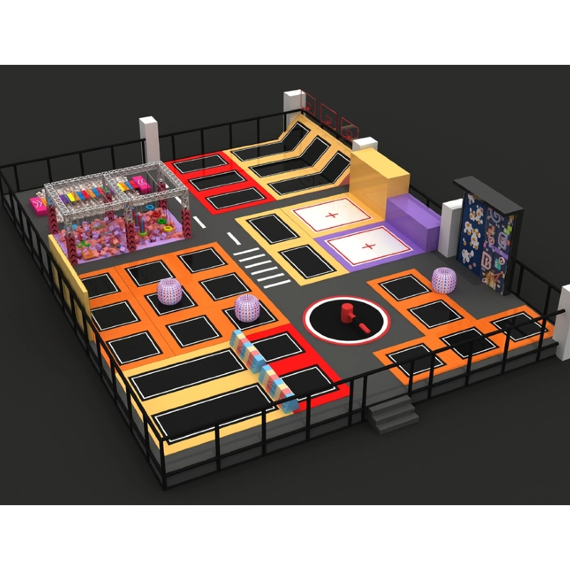195 Flat indoor kids climbing wall indoor rotary obstacle avoidance trampoline