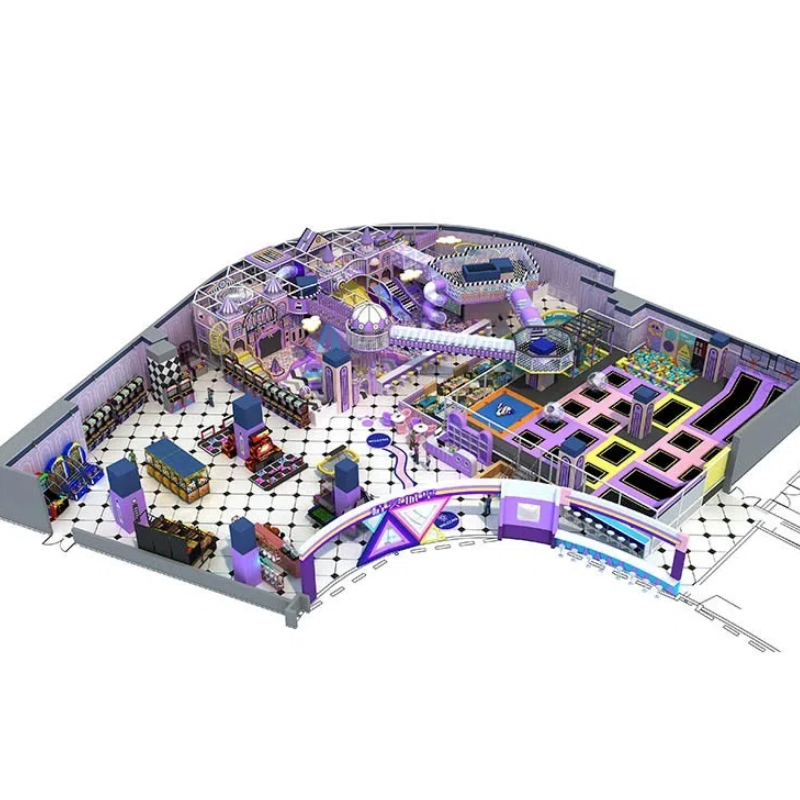 300 Flat purple gradient spiral pipeline slide purple castle shape maze