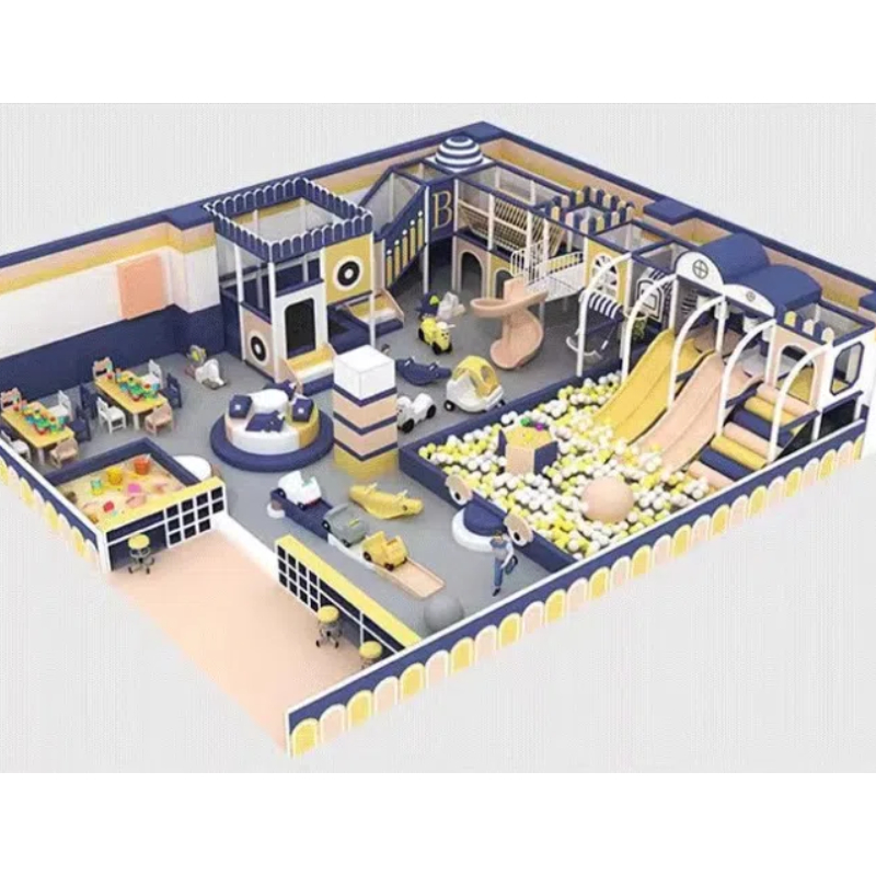 100 Flat children's colored ground trampoline house shape slide