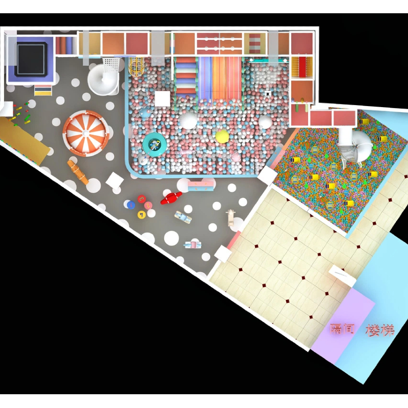 50 Flat white transparent tube slide yellow manual climbing net walkway