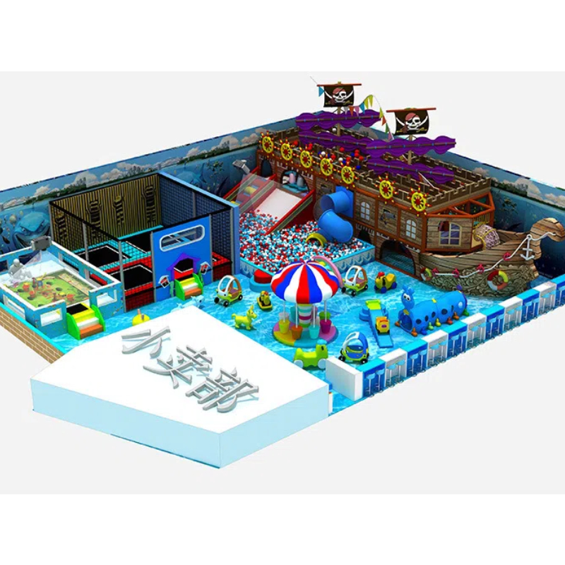 200 Flat children's wall Smug trampoline park pirate ship shape children's maze