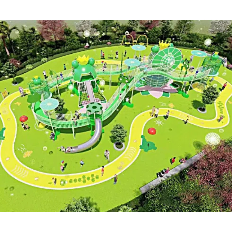 385 Flat children's green jungle gym Frog Prince shaped tower