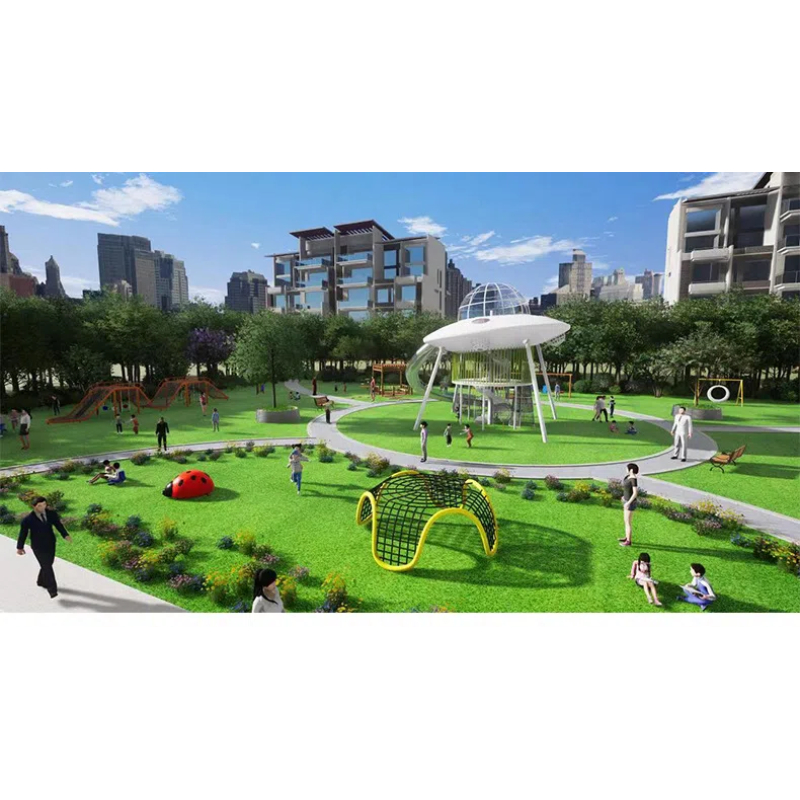 275 Flat children's black woven web climbing frame White flying saucer shaped play house