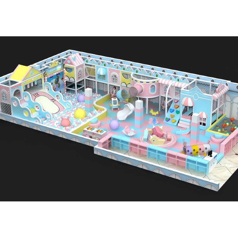 195 flat children's blue pink castle maze clock pattern slide