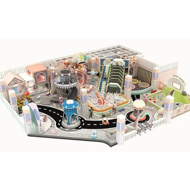 200 Flat black wave light slide Grey shape tower spiral pipe slide combination