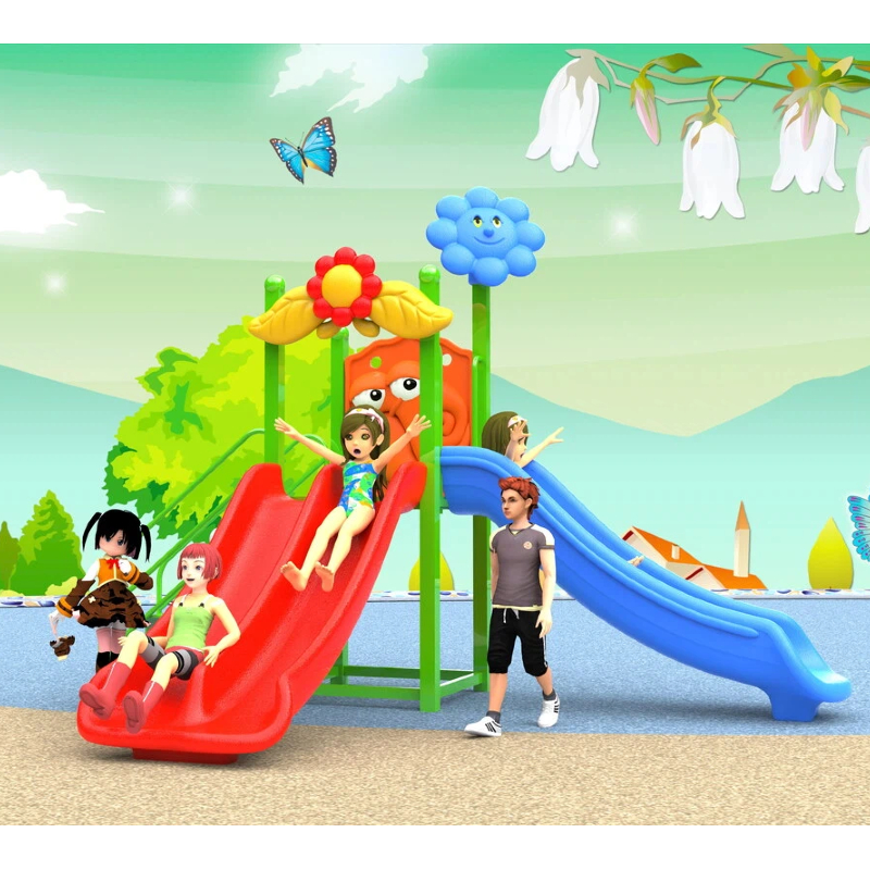 31 Flat outdoor double red slide small snail play equipment
