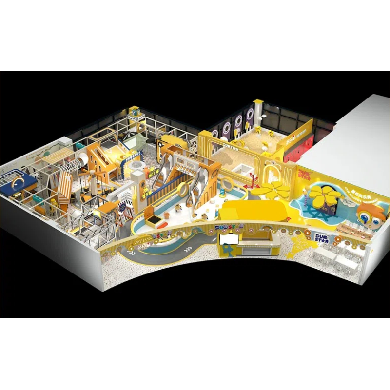 225 Flat Robot themed maze Yellow mechanical modeling projection