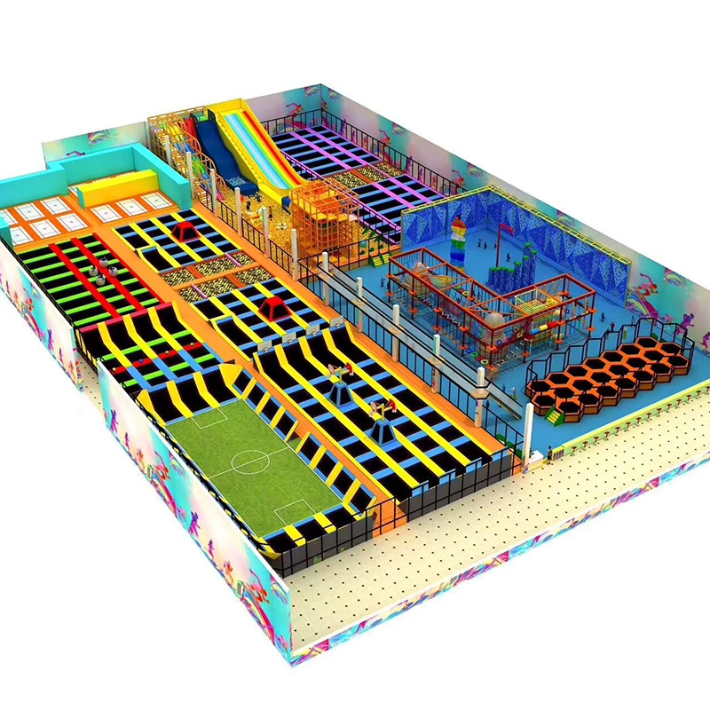 420 Flat children's football field trampoline park rainbow jump slide