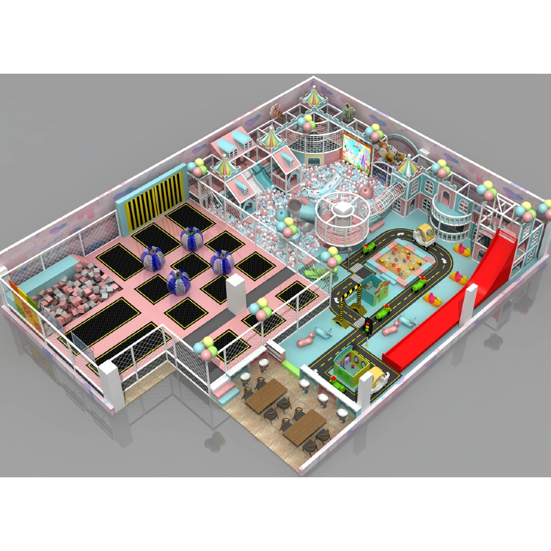 365 Flat indoor body smudge trampoline blue and pink indoor two-floor maze