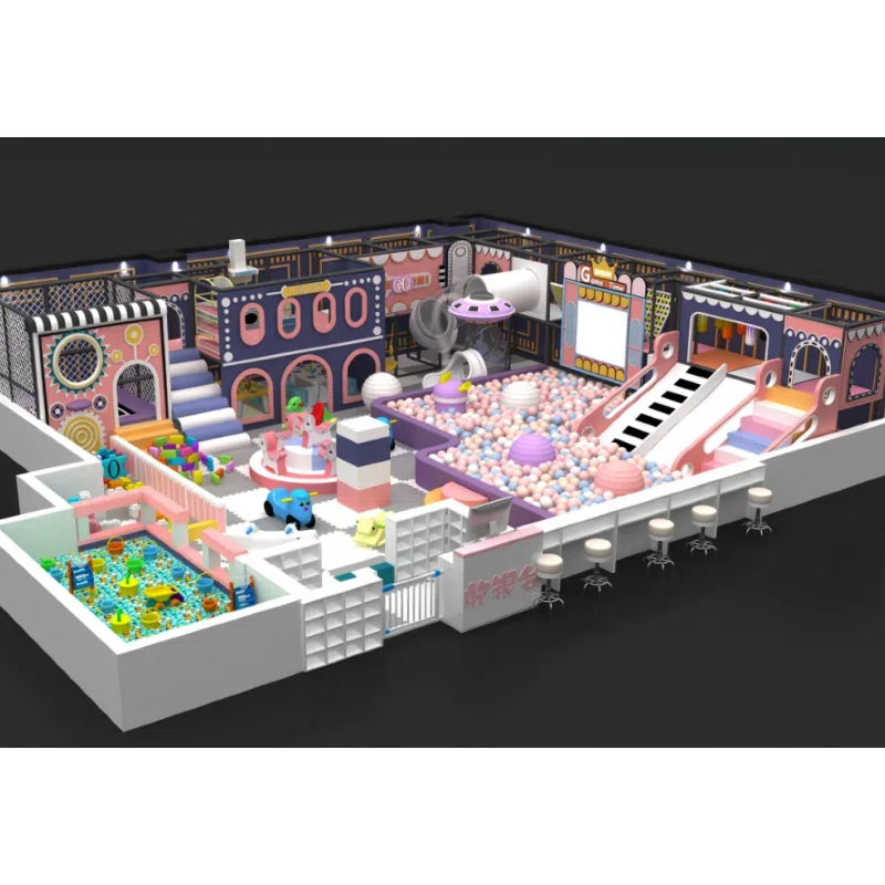 225 Flat children's purple TV modeling projection White and green polka dot circular hole trampoline