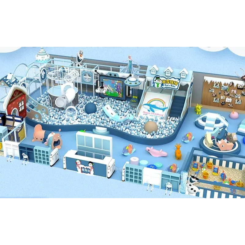 200 Flat children's snow house modeling trampoline Frozen theme maze