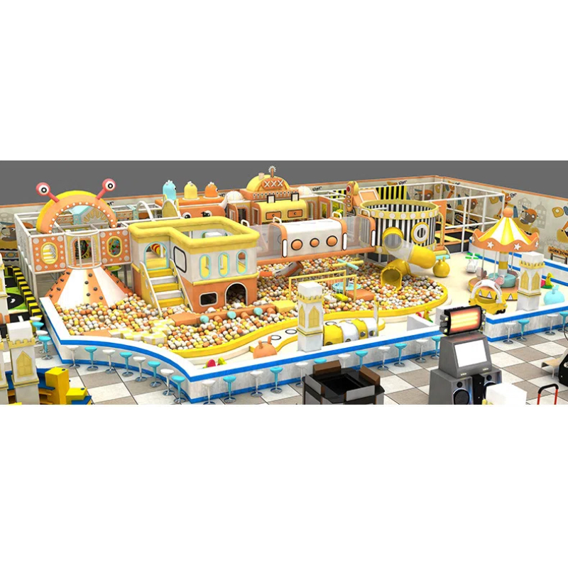 200 Flat children's transparent yellow gradual spiral pipe slide wall smugly trampoline park