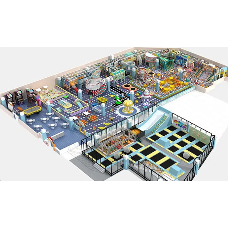 435 Flat children's sloping parkour trampoline park yellow transparent spiral pipe slide