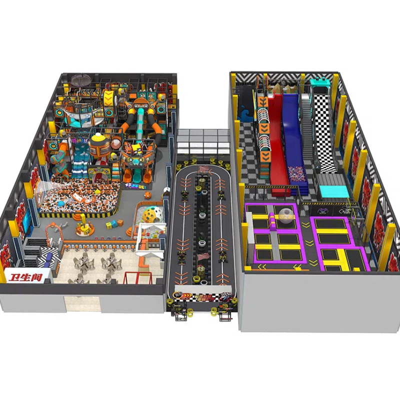 295 Flat children's black and white lattice children's flying slide whole wall smug trampoline park