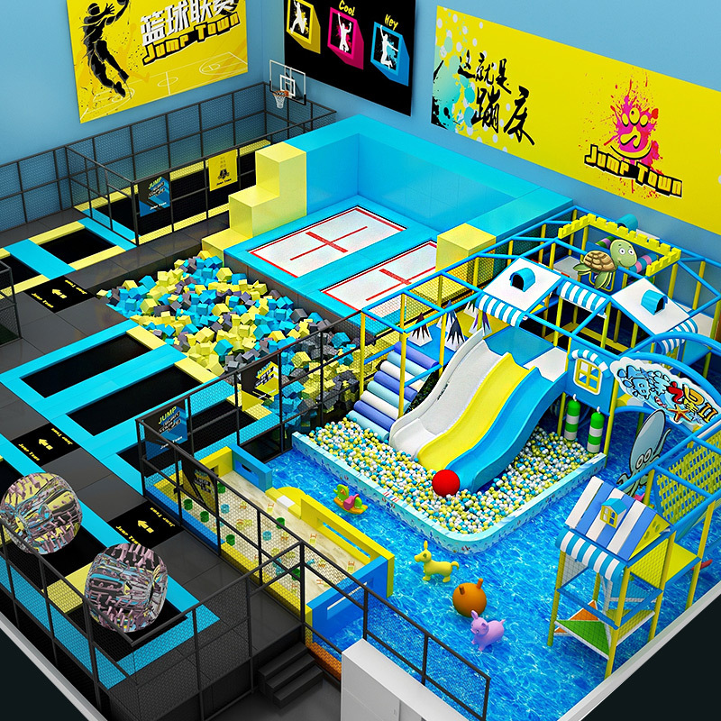 220 Flat children's trampoline sponge pool basketball hoop trampoline park