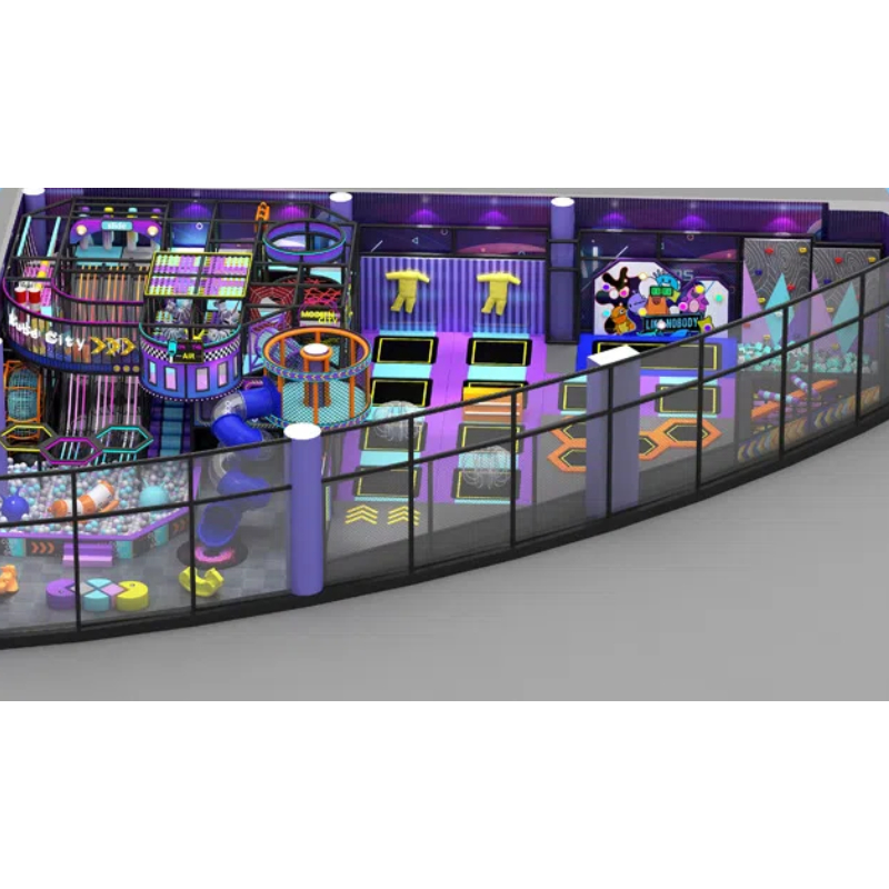 215 Flat Blue flying saucer shape soft set swing Colored wave light slide