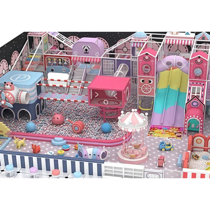 190 Flat Pink transparent expression-shaped tower Colorful wave slide