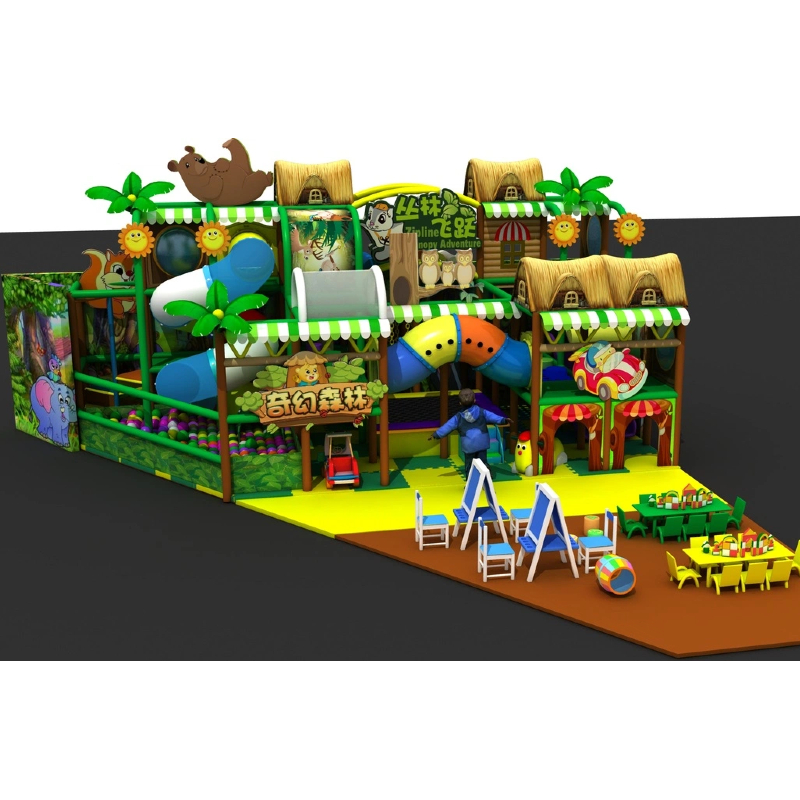 157 flat children's forest pattern slide animal theme trampoline park