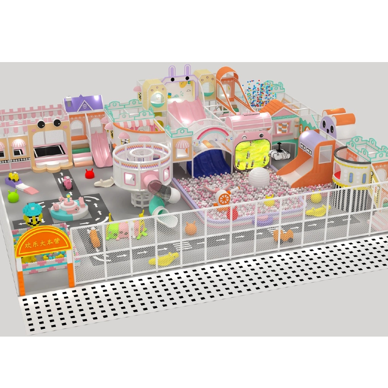 900 Flat cartoon indoor children's two-layer maze multi-layer rabbit slide park