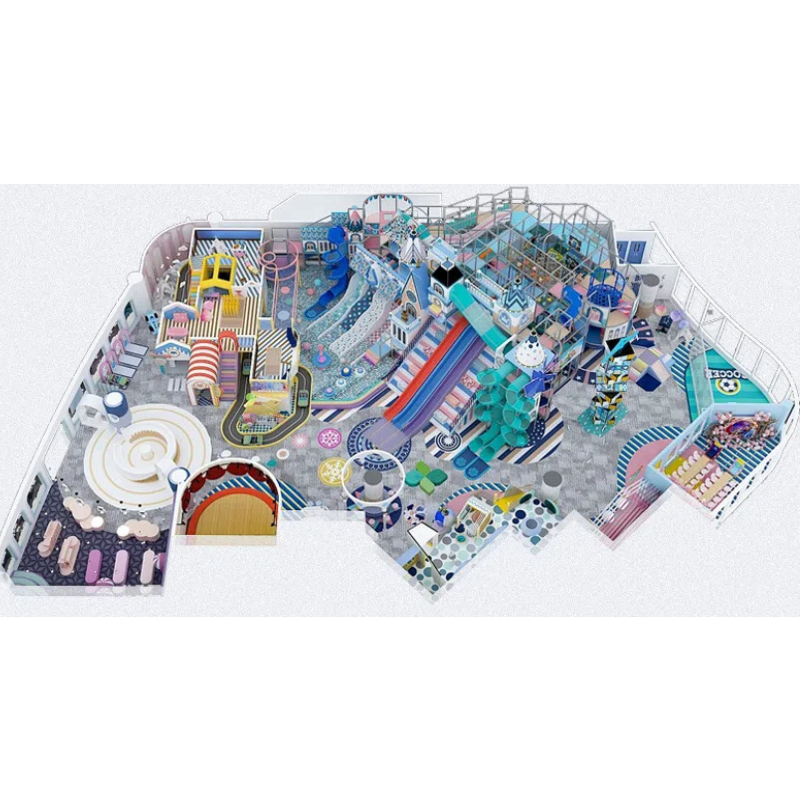 335 Flat children's orange wave slide Spaceship theme maze