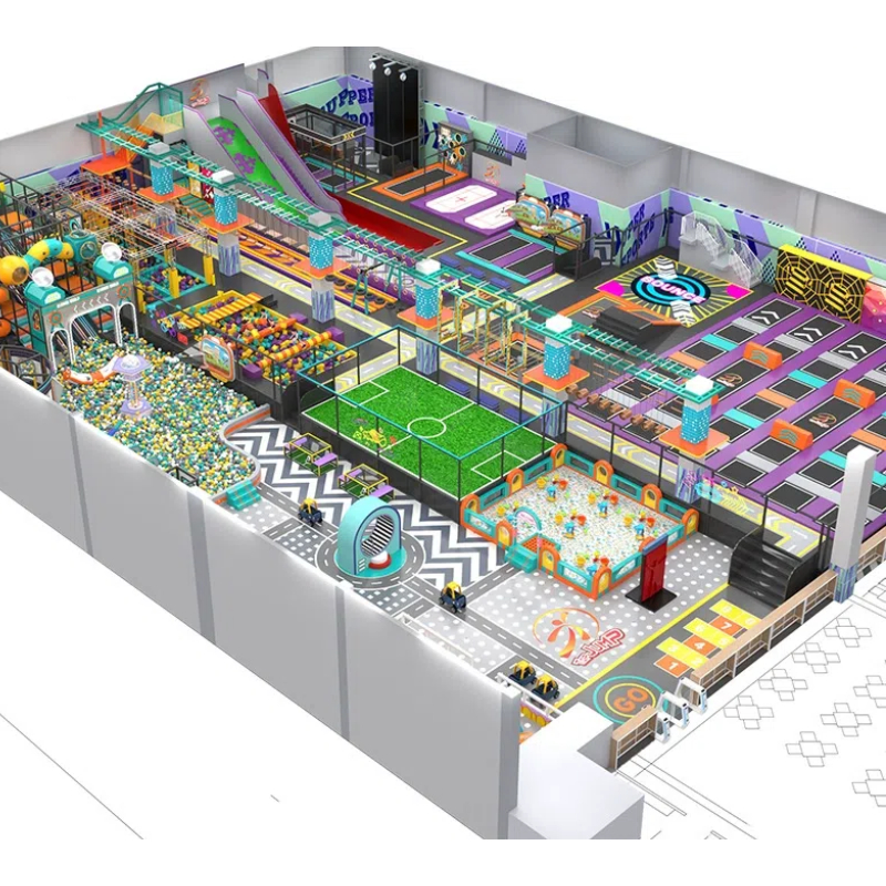 335 Flat children's obstacle avoidance parkour trampoline hall Football field scene simulation play