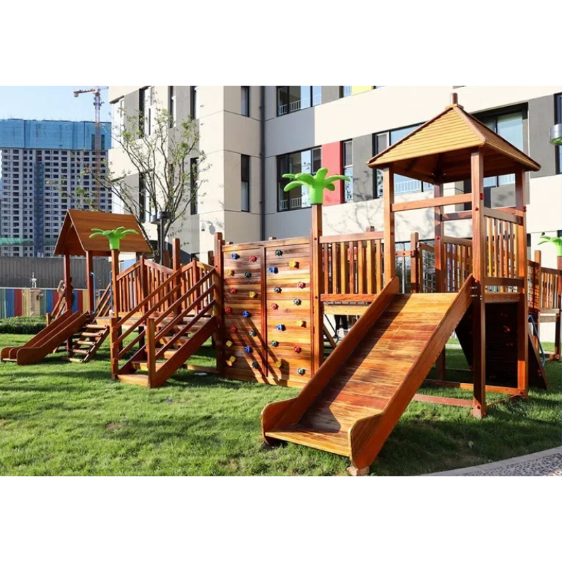 160 Flat children's Wooden rope climbing ladder Big wooden slide for kids