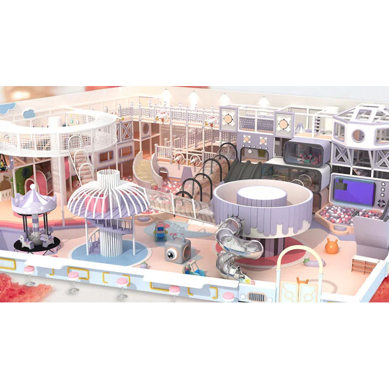 235 Flat Pink Purple robot theme obstacle avoidance park Game machine modeling projection