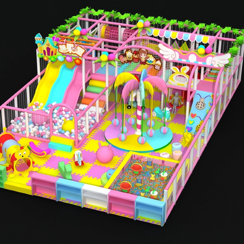 189 flat children's indoor rainbow leap slide candy house trampoline