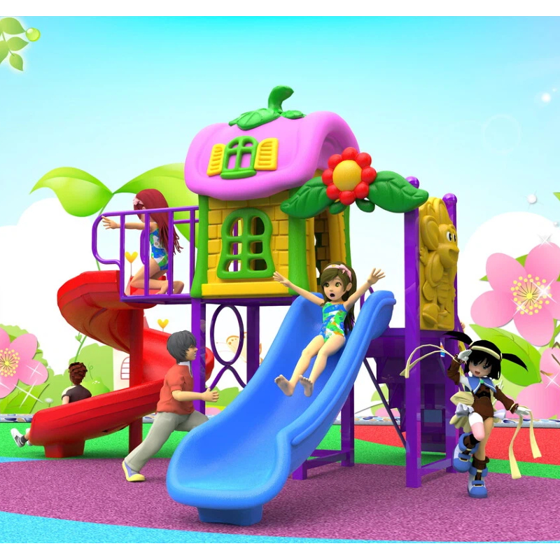 29 Flat outdoor double red slide 586