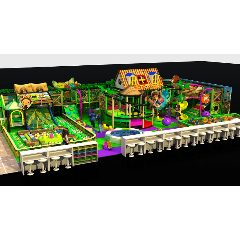 145 flat children's indoor green game house jungle theme maze through equipment