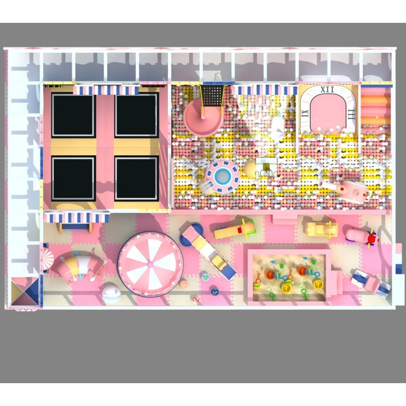 137 flat children's clock pattern slide Pink Castle Trampoline