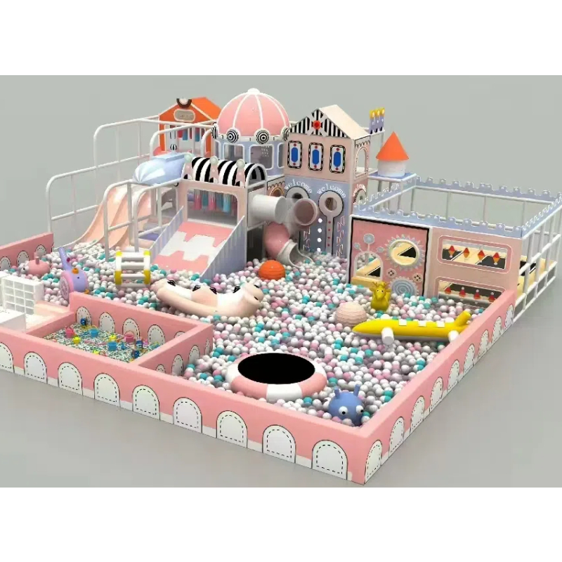 210 Flat children's Pink house themed trampoline Castle themed maze