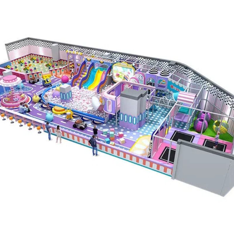 240 Flat Multi-colored plastic slide Pink purple trampoline Park
